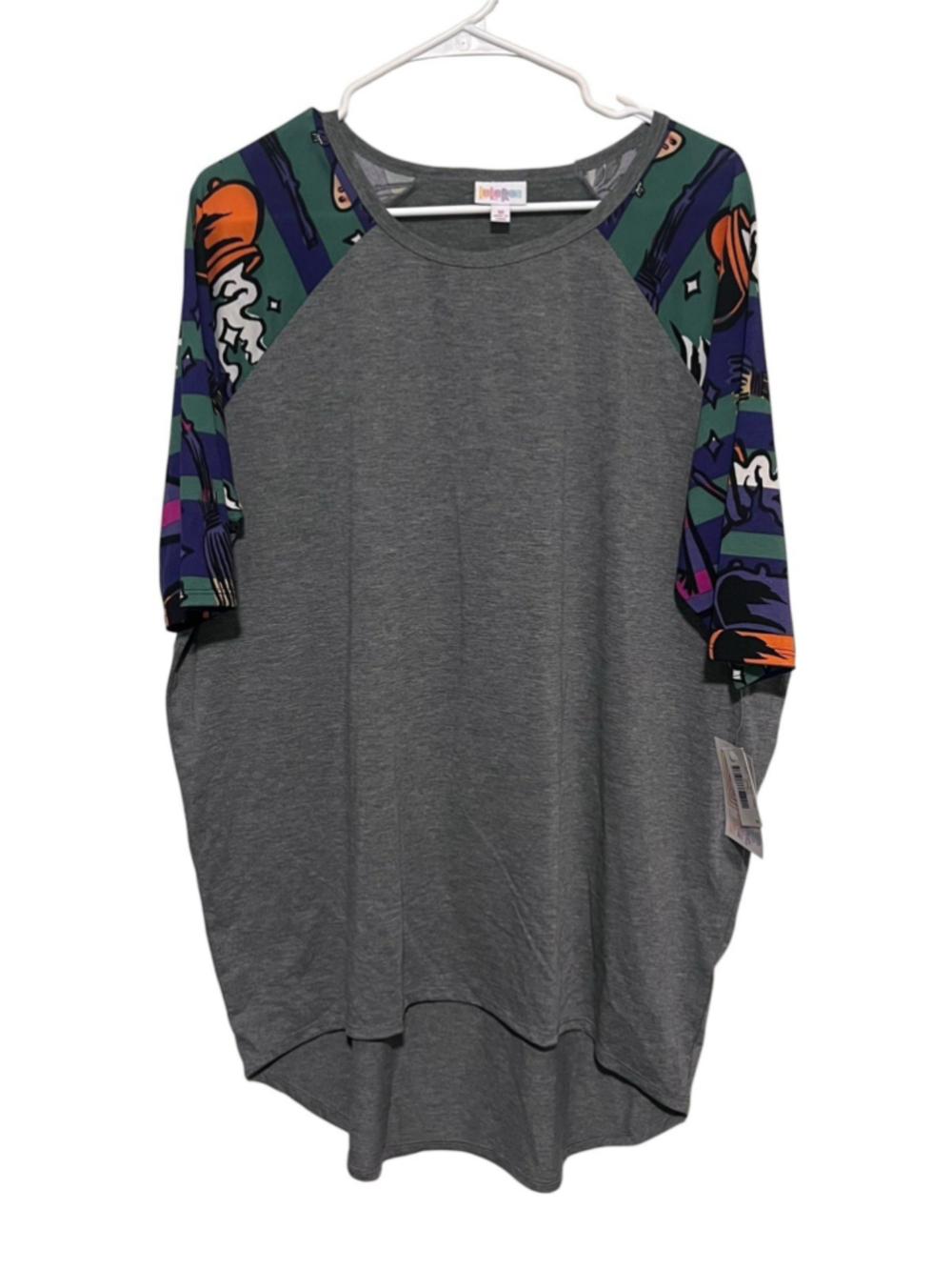 NWT Lularoe Irma Halloween Tunic Top Women’s Medium Green Purple Orange 115260